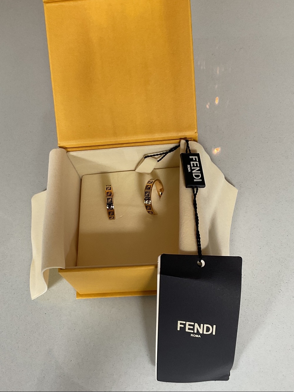 Fendi Gold Logo Hoop Earrings authentic brand new